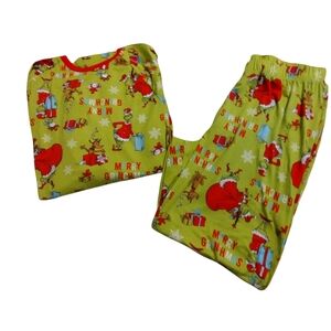 EUC Men's Grinch Christmas Pajamas - Green & Red Large Dr. Seuss Comfy
